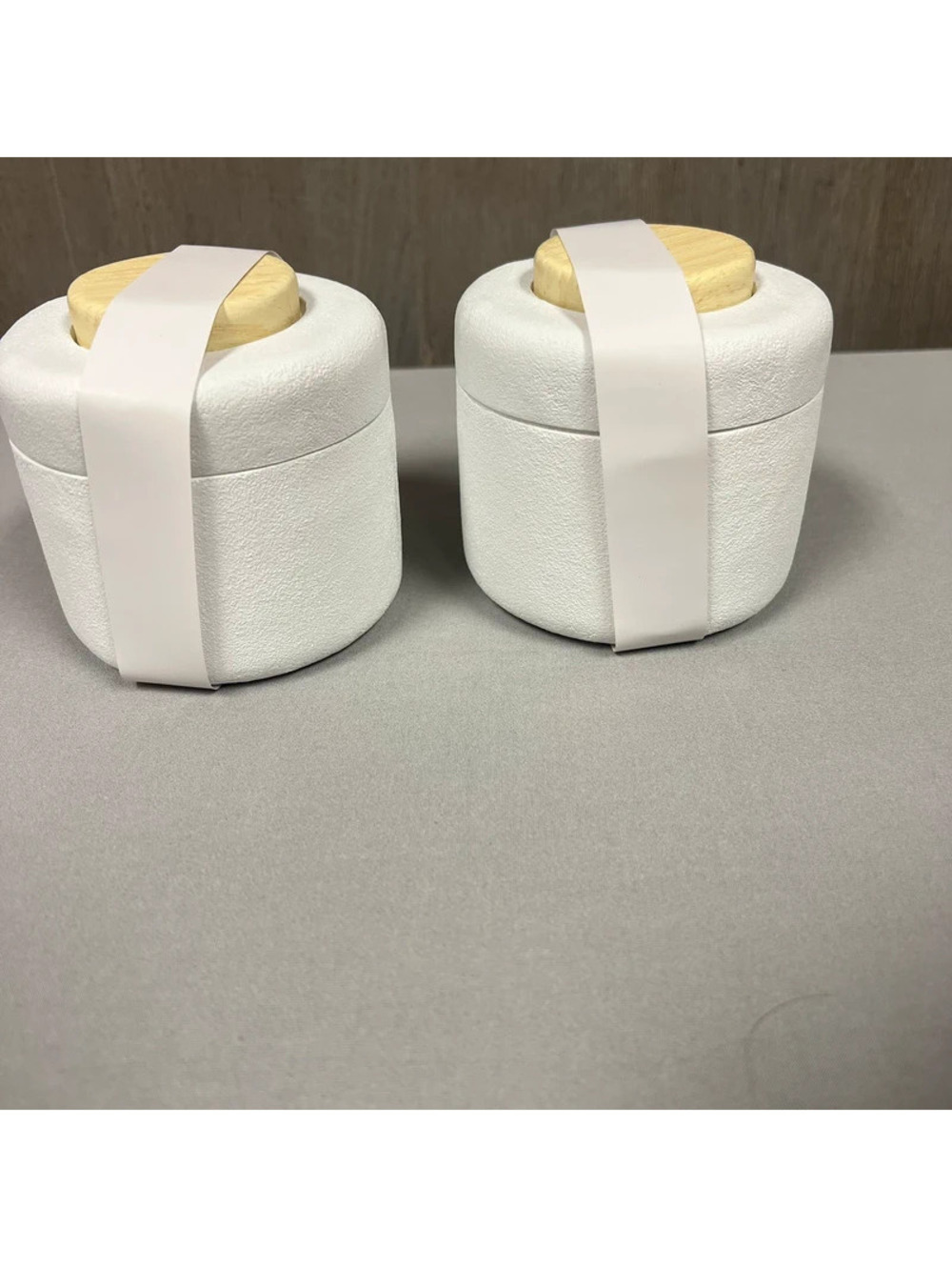 Threshold Modern Resin Bath Canisters Wood Top Set of 2